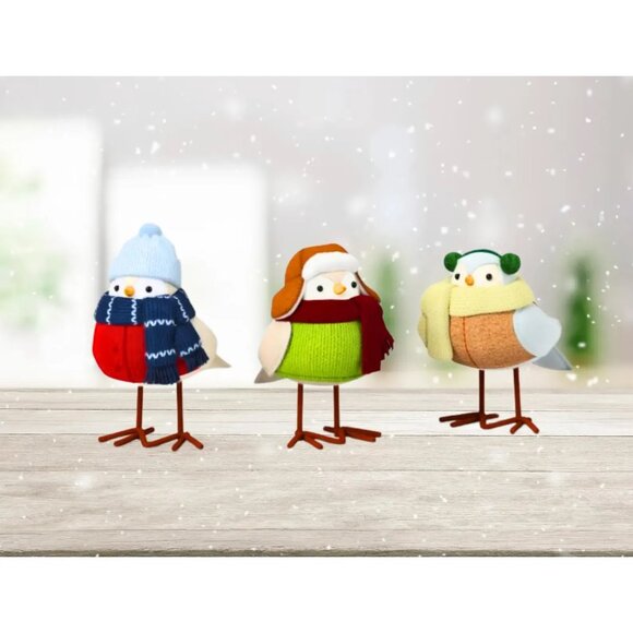 Target  Wondershop featherly friends Winter 3 pc Bird set - Picture 1 of 4